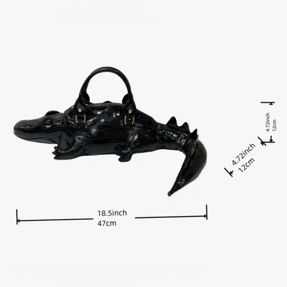 Alligator-Print Women’s Black 🖤 Handbag NEW WITH TAGS 🐊 w/ Detachable Strap - Picture 10 of 11